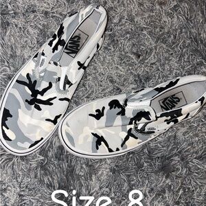 Vans Camo Slip-On Sneakers - Size 8